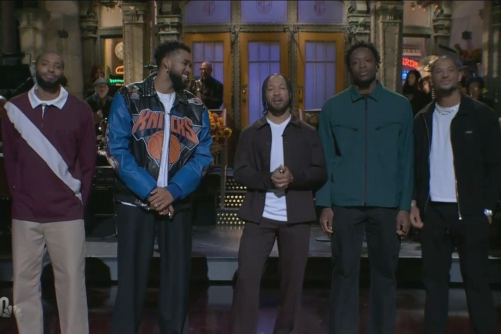 Jalen Brunson Opens 'SNL' Season 52 With Knicks Starting 5 in the House